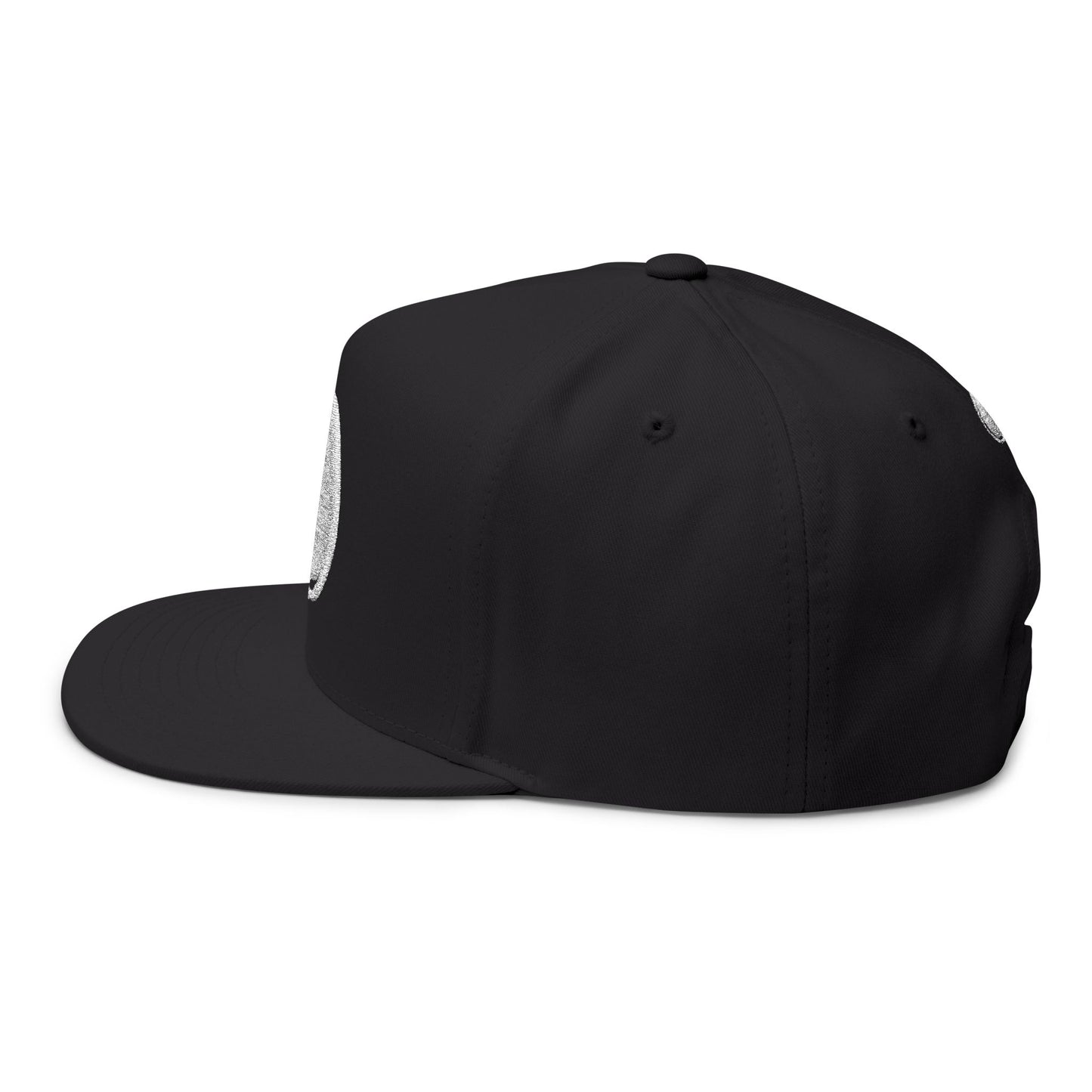 Embroidered Flat Bill Cap — Raised Hand Emblem Snapback