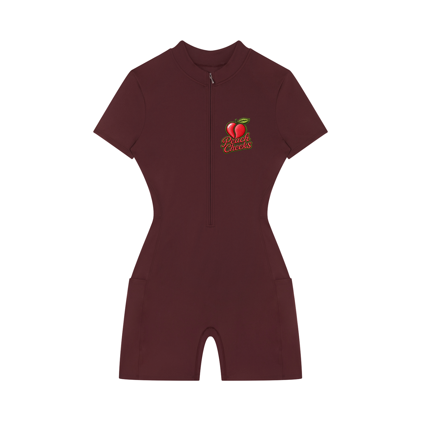 Peach Cheeks  Quarter-Zip Short Sleeve Romper