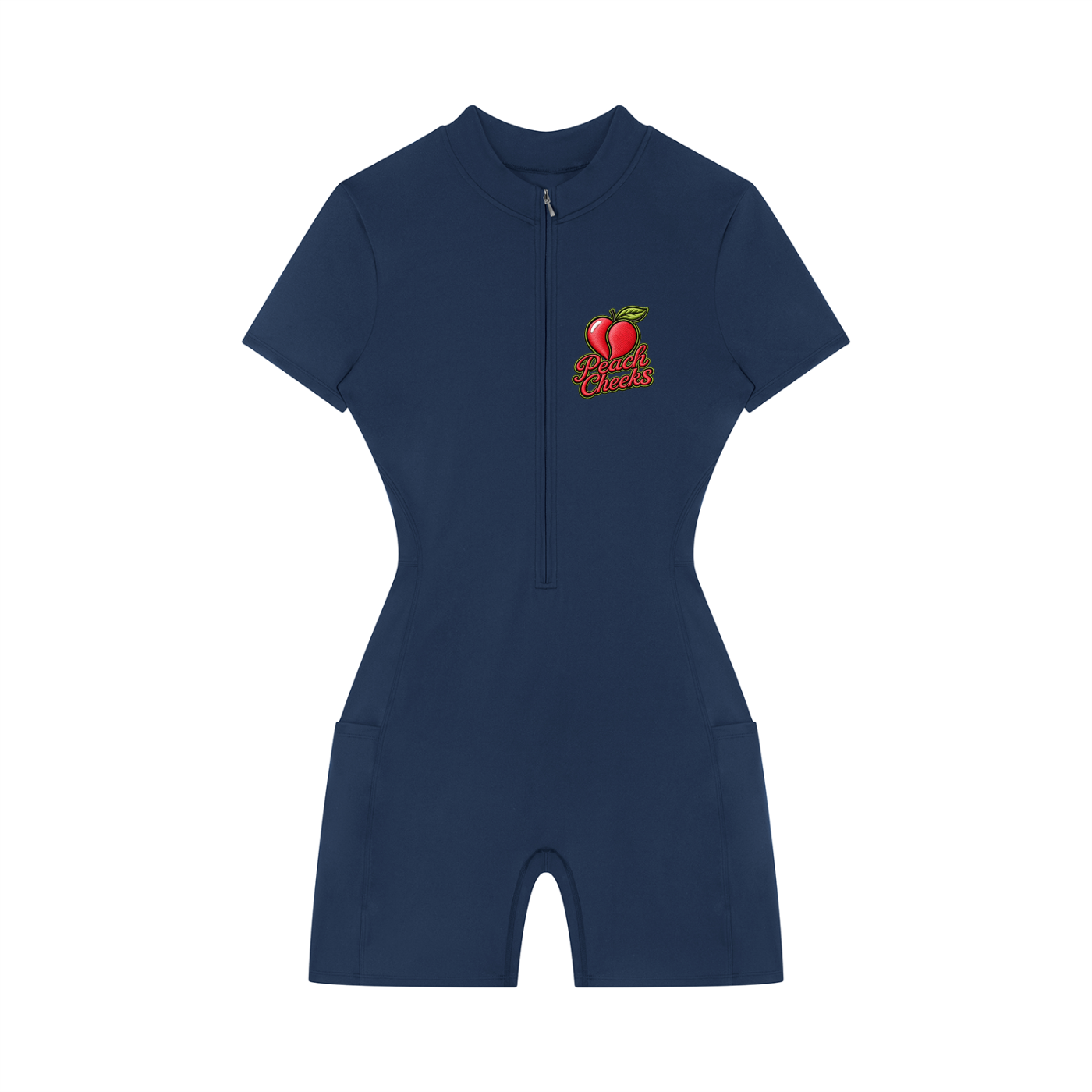 Peach Cheeks  Quarter-Zip Short Sleeve Romper