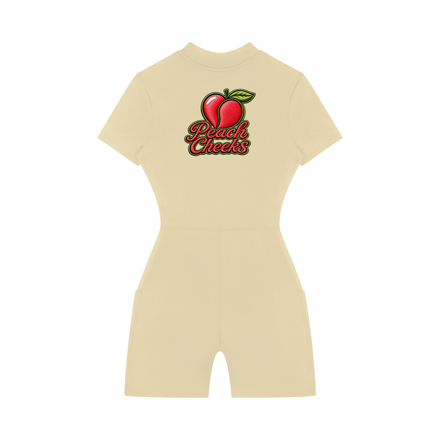 Peach Cheeks  Quarter-Zip Short Sleeve Romper