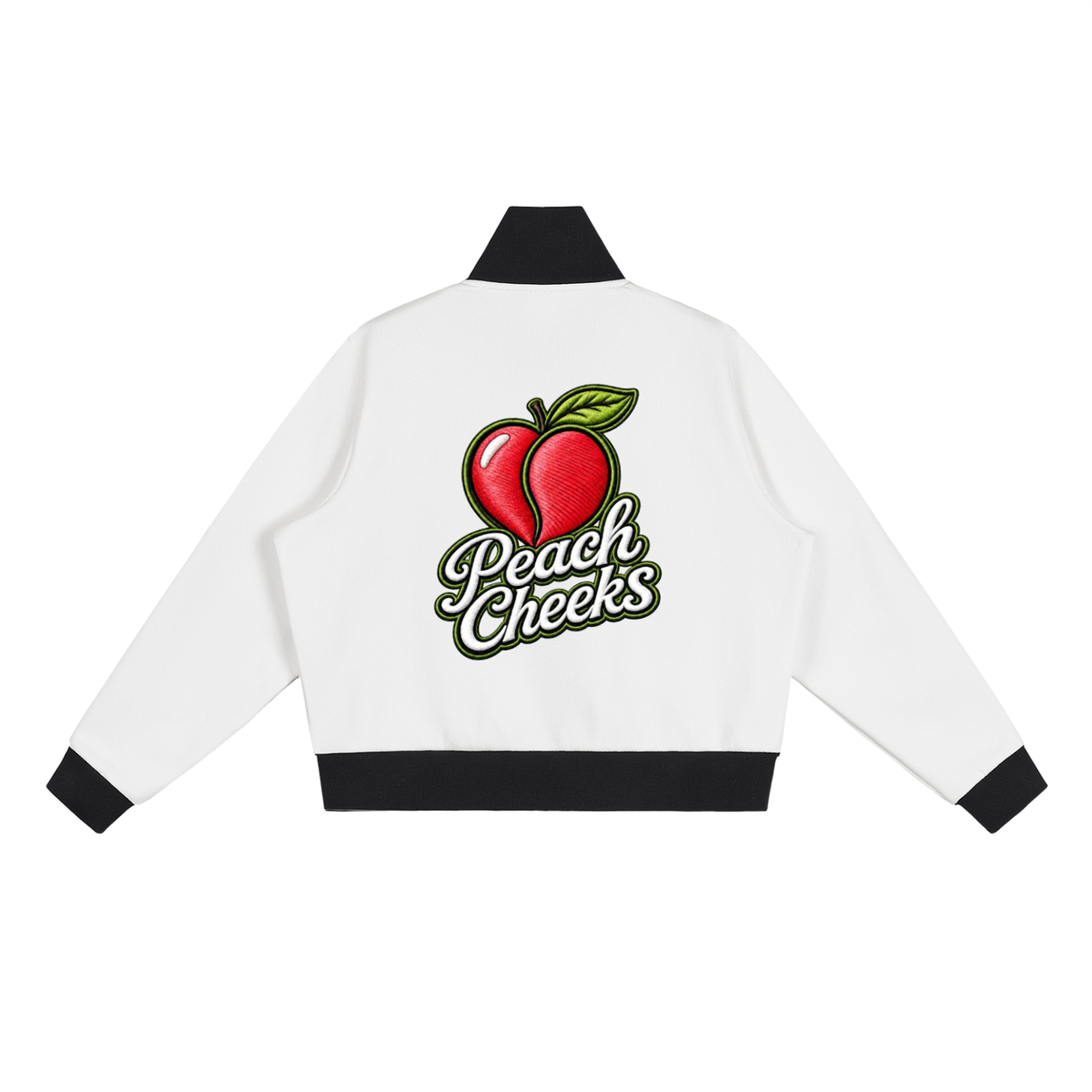 "PEACHES CHEEKS "Side Stripe Fleece Cropped Track Jacket