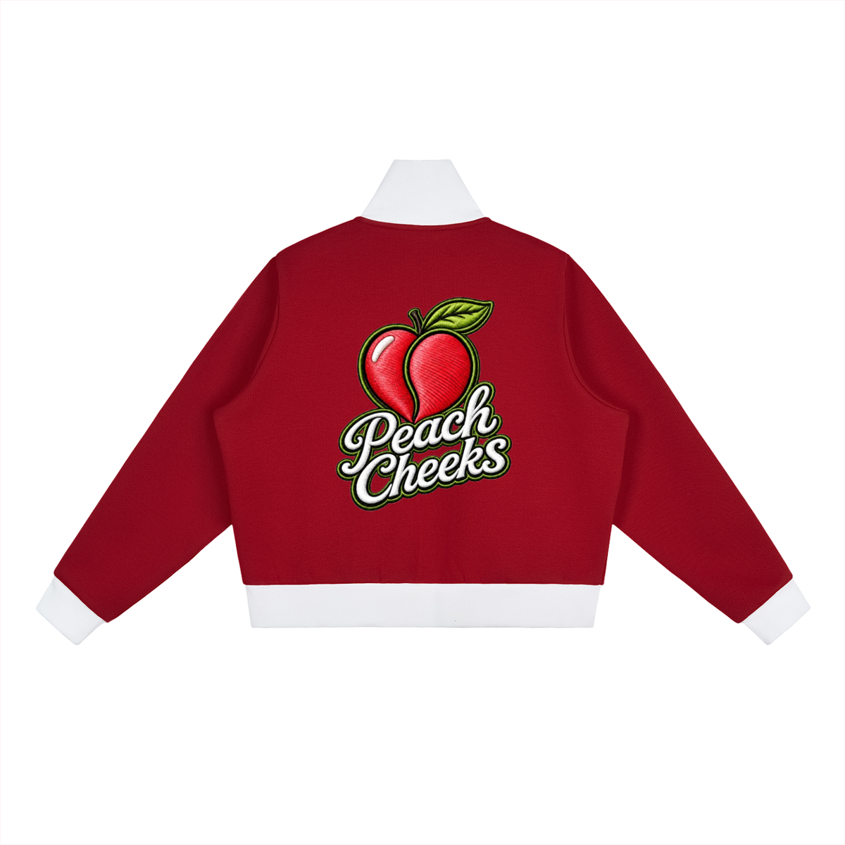 "PEACHES CHEEKS "Side Stripe Fleece Cropped Track Jacket