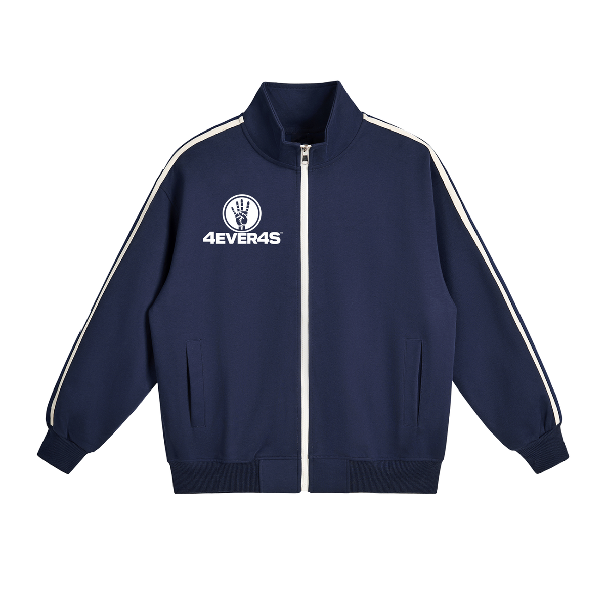 4EVER4S Contrast Side-Stripe Stand Collar  Jacket