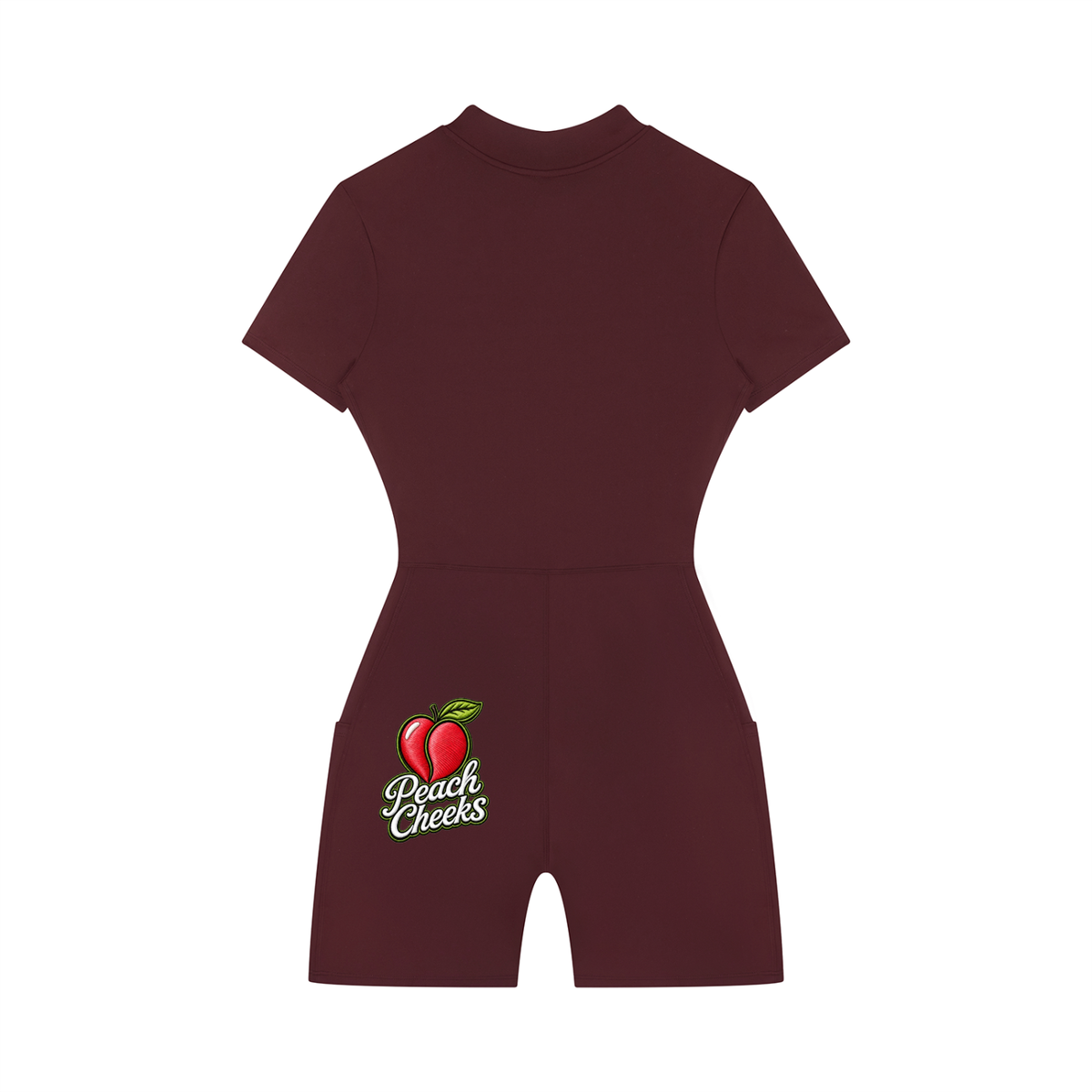 "PEACH CHEEKS " Women's Quarter-Zip Short Sleeve Romper