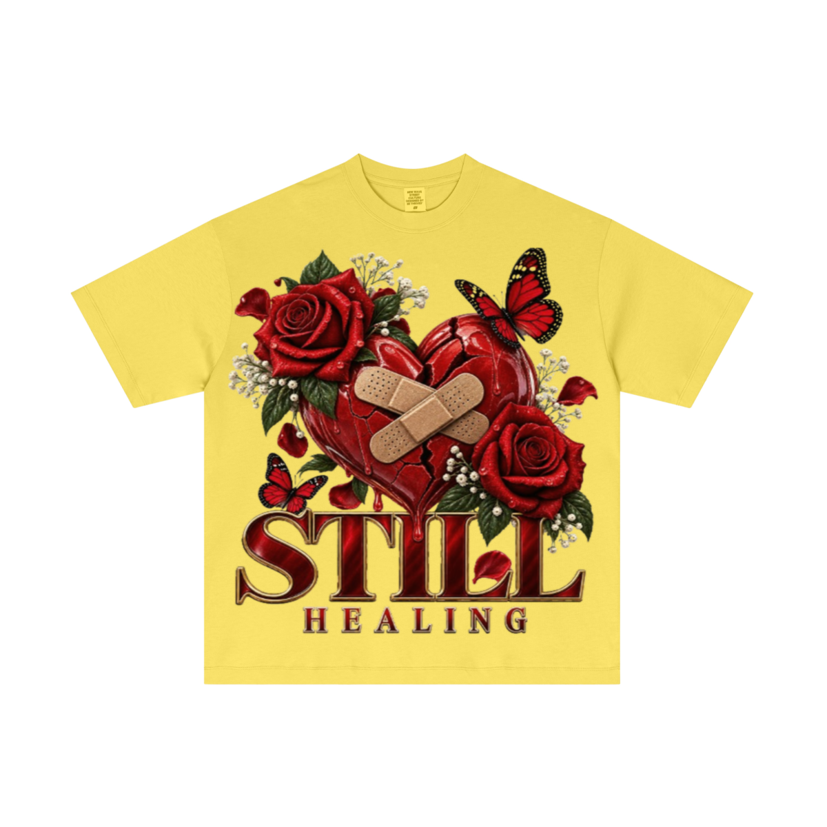 180GSM Men's Low-Shrink Lightweight Cotton T-Shirt Yellow