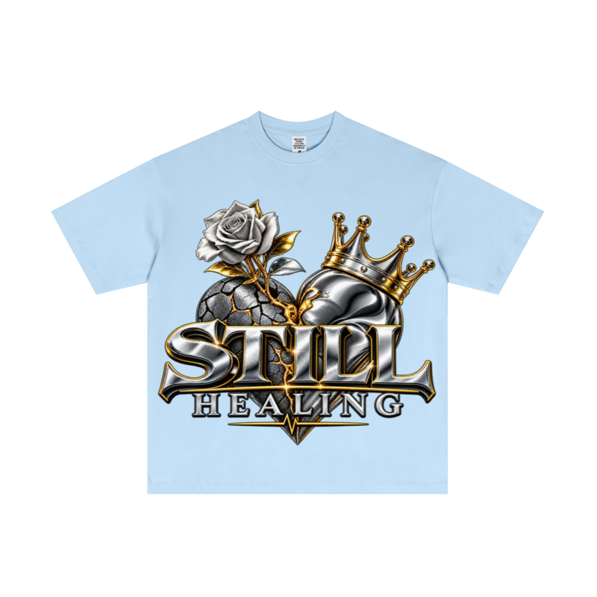 180GSM Men's Low-Shrink Lightweight Cotton T-Shirt Light blue